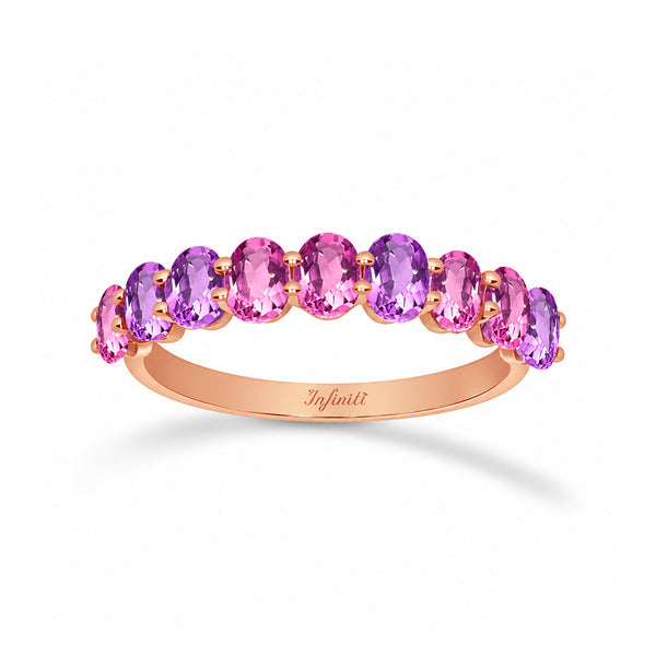 Churumbela Oro Rosa 14k - Zafiro Rosa 2.23 ct Totales y 2 Diamantes de 4 puntos