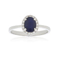 Anillo Oro Blanco 14k - Halo Zafiro con Diamante Natural 1.78 CTW