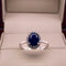 Anillo Oro Blanco 14k - Halo Zafiro con Diamante Natural 1.78 CTW