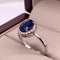 Anillo Oro Blanco 14k - Halo Zafiro con Diamante Natural 1.78 CTW