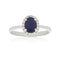Anillo Oro Blanco 14k - Halo Zafiro con Diamante Natural 1.78 CTW