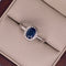 Anillo Oro Blanco 14k - Halo Zafiro con Diamante Natural 1.17 CTW