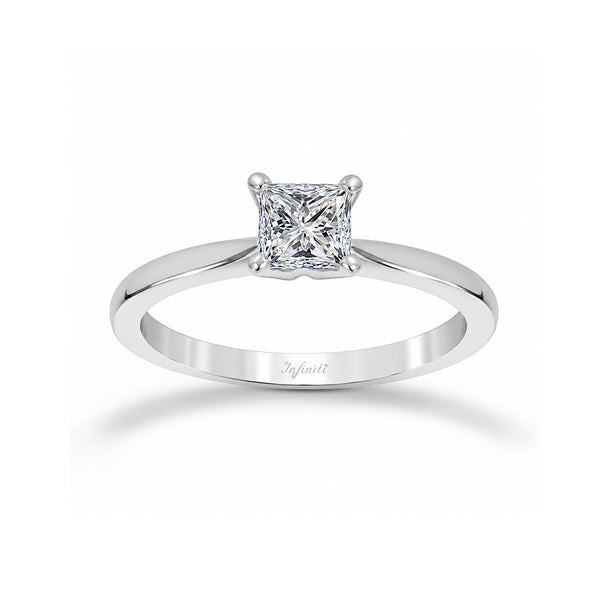 Anillo Oro Blanco 14k - 0.50 CT Diamante de Laboratorio IGI