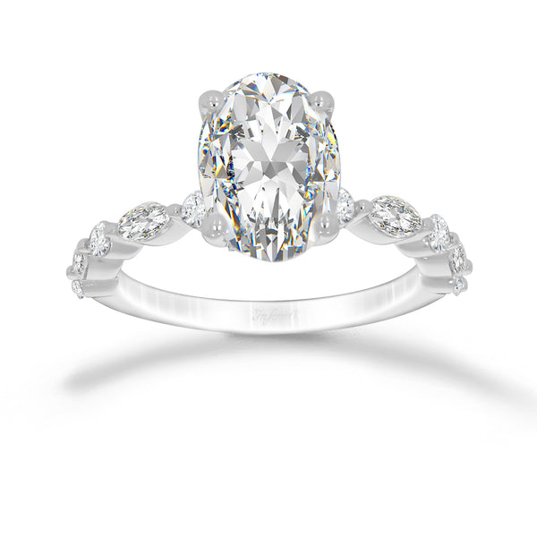 Anillo Oro Blanco 14k - 2.65 CTW Diamante de Laboratorio IGI