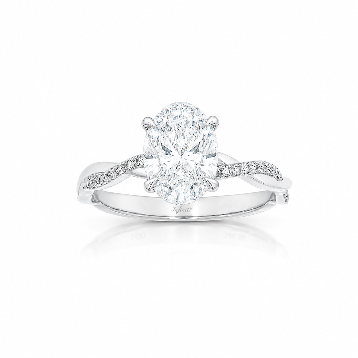 Anillo Oro Blanco 14k - 2.15 CTW Diamante de Laboratorio IGI
