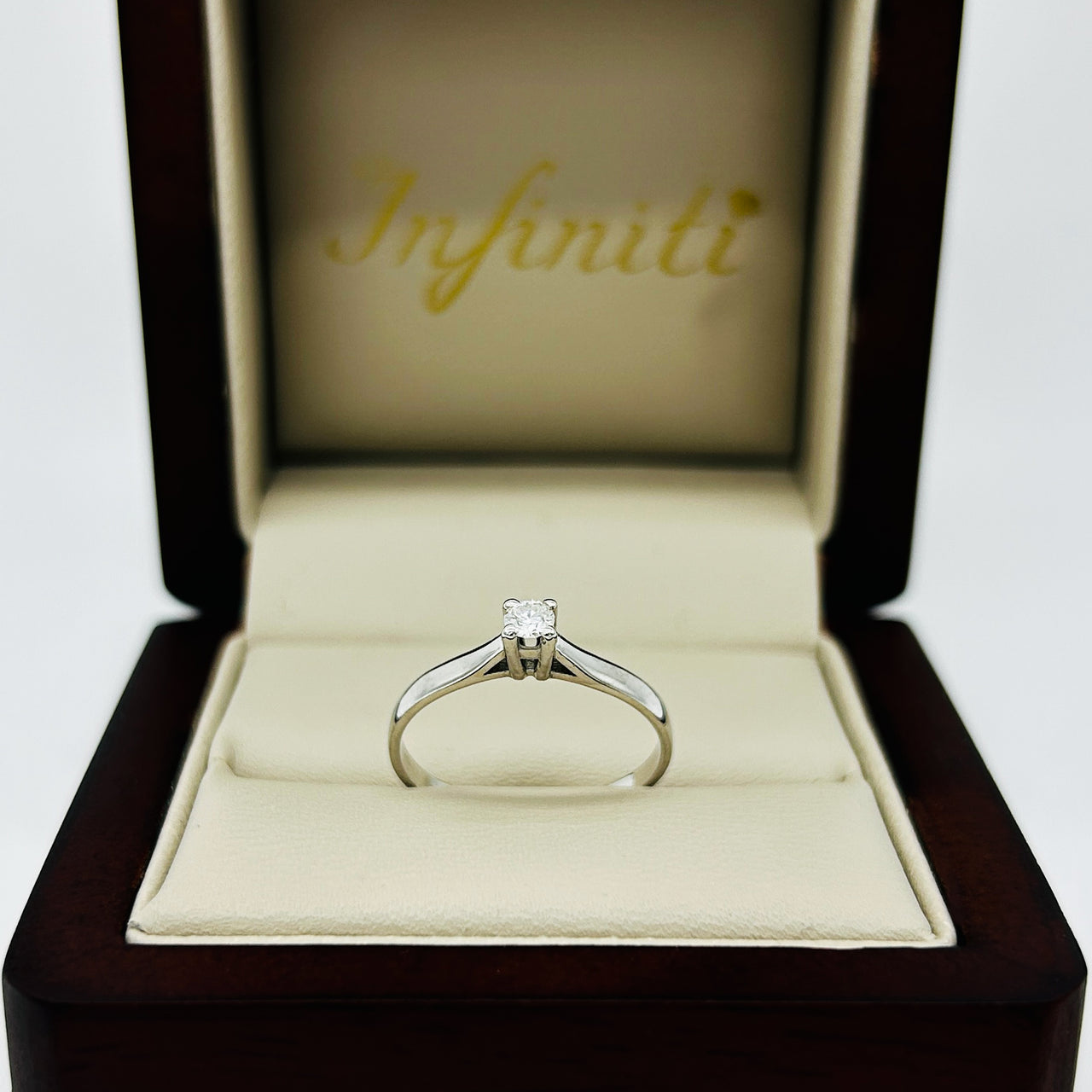 Anillo Oro Blanco 14k - Moissanita 0.10 CT