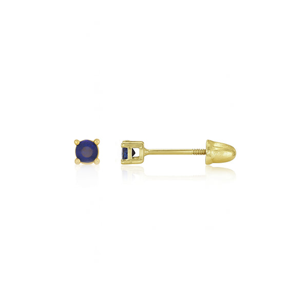 Broquel Oro 14k - Zafiro Laboratorio 0.12 CTW