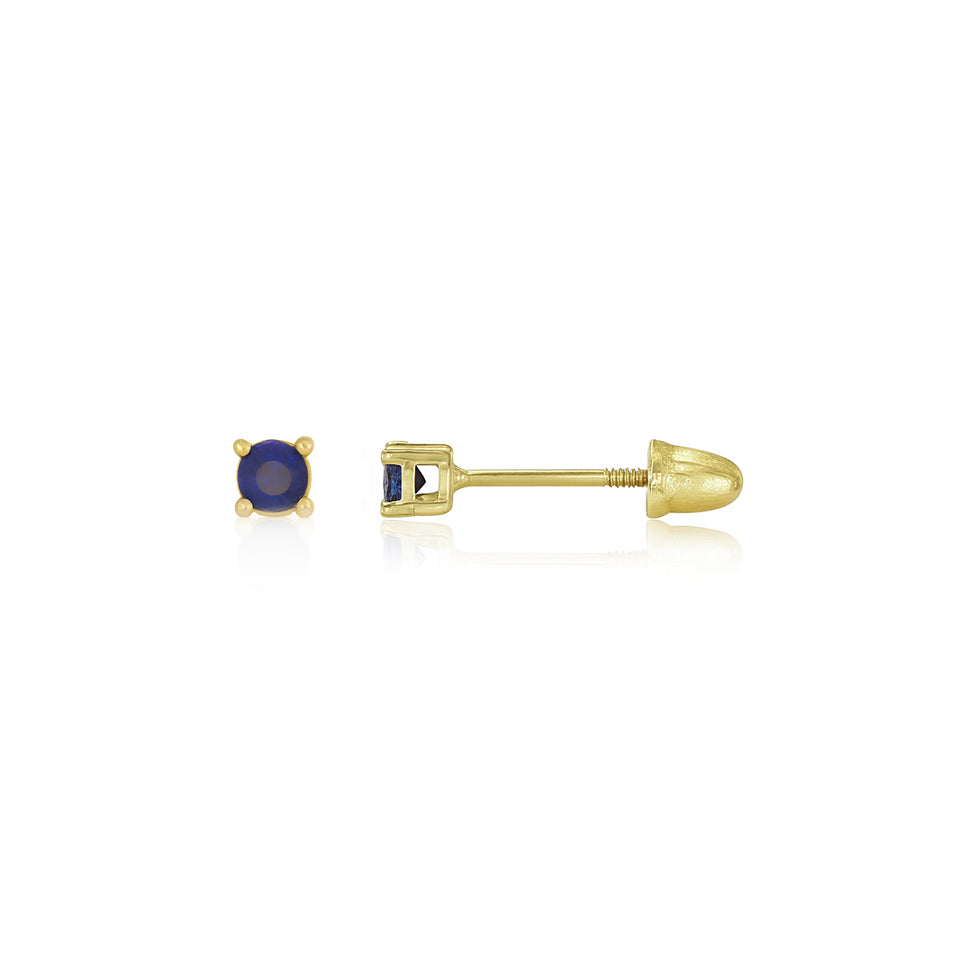 Broquel Oro 14k - Zafiro Laboratorio 0.12 CTW