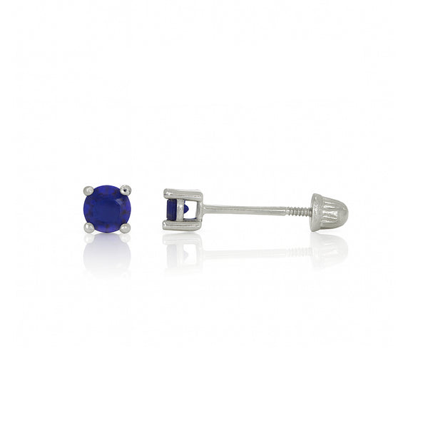 Broquel Oro Blanco 14k - Zafiro Laboratorio 0.22 CTW