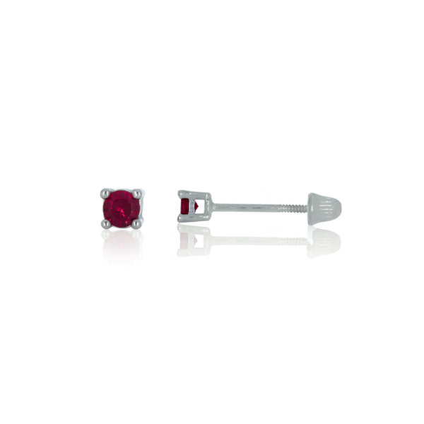 Broquel Oro Blanco 14k - Rubí Laboratorio 0.12 CTW