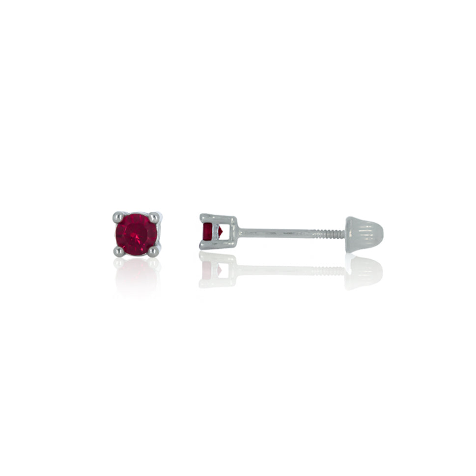Broquel Oro Blanco 14k - Rubí Laboratorio 0.12 CTW