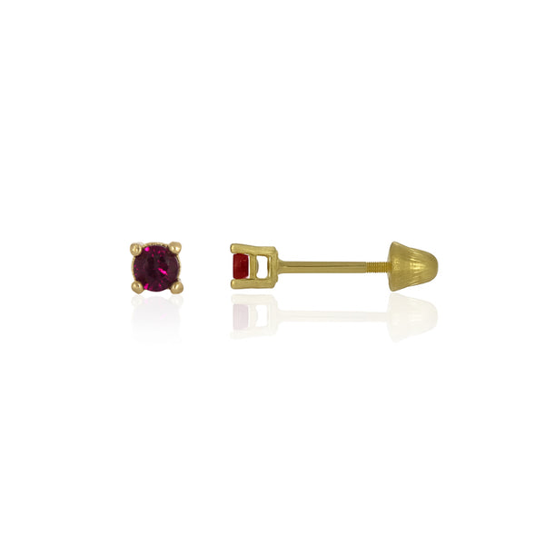 Broquel Oro 14k - Rubí Laboratorio 0.12 CTW