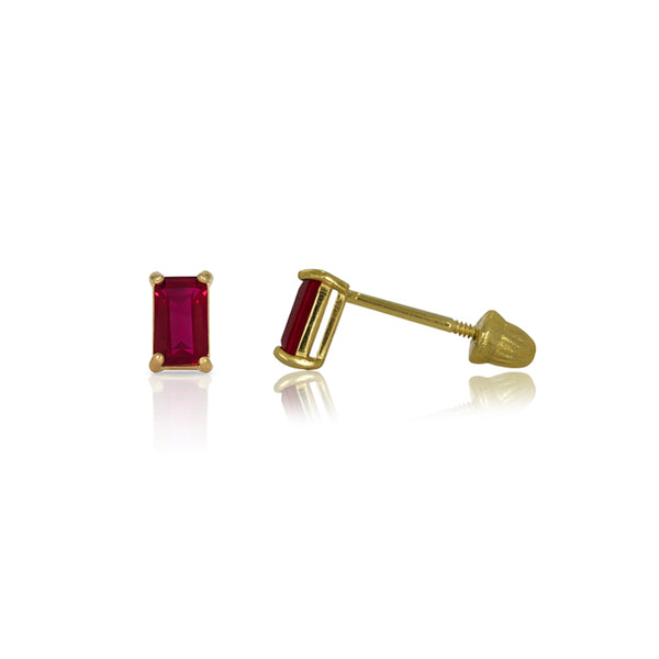 Broquel Oro 14k - Rubí Laboratorio 5 mm x 3 mm