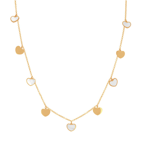 Gargantilla Oro 14k - Corazones con Madre Perla