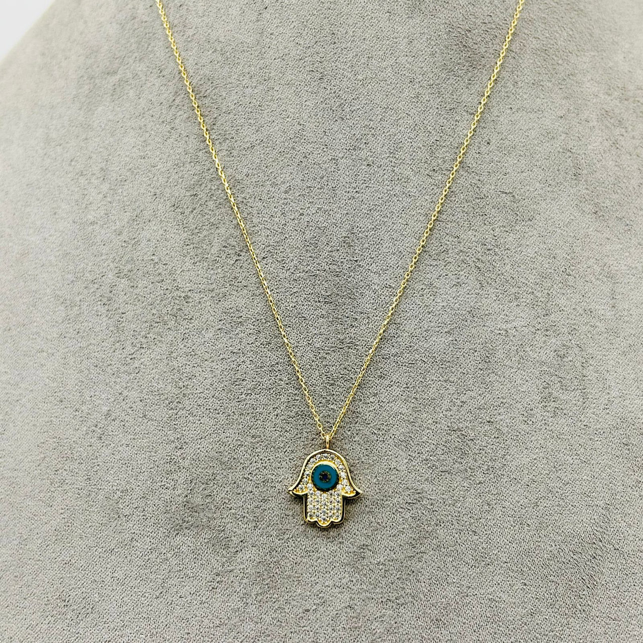 Gargantilla Oro 14k - Mano de Fátima con Ojo Turco