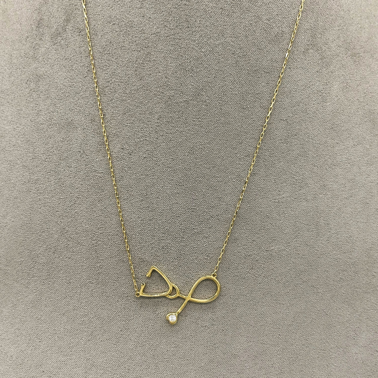 Gargantilla Oro 10k - Estetoscopio con Zirconia, 45 cm Largo