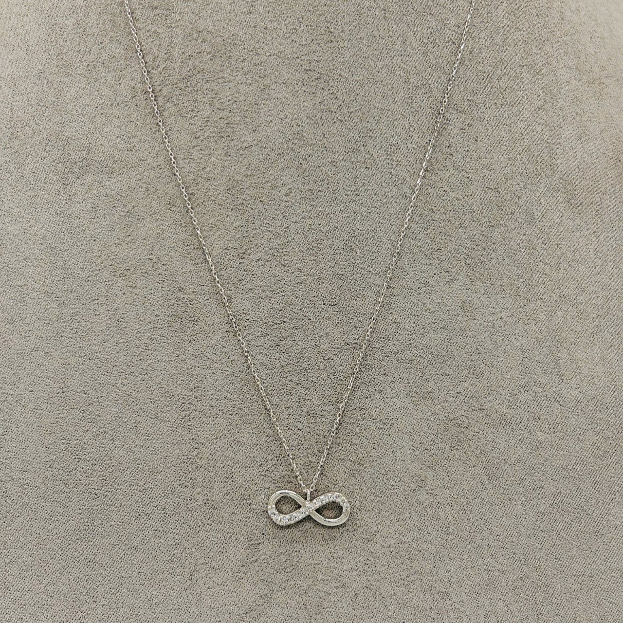 Gargantilla Oro Blanco 10k - Infinito con Zirconias