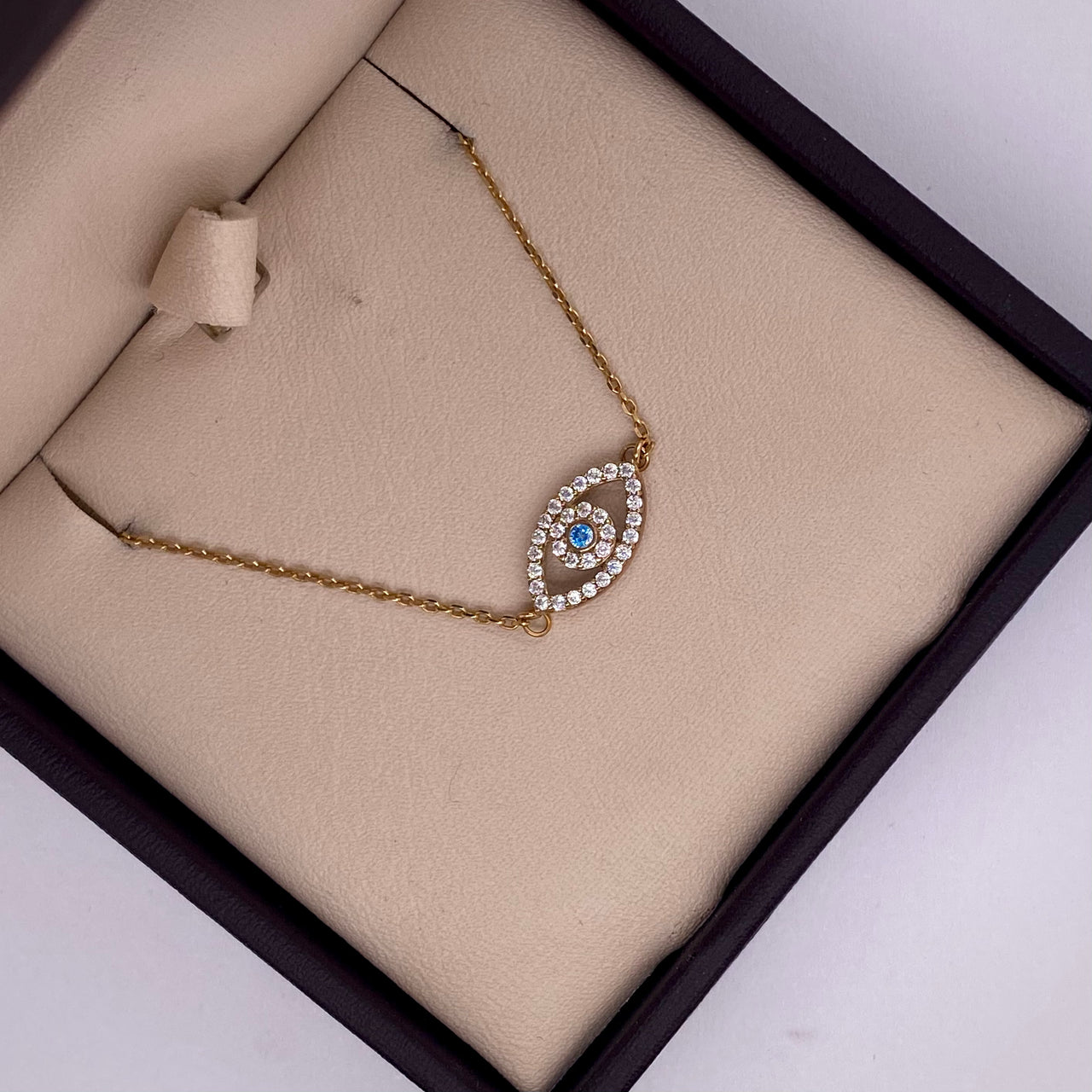 Gargantilla Oro 10k - Ojo Turco con Zirconias