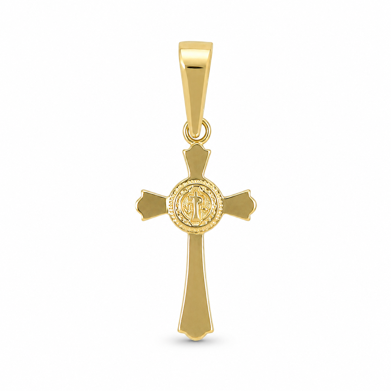 Cruz con San Benito Oro 10k - 2.3 cm