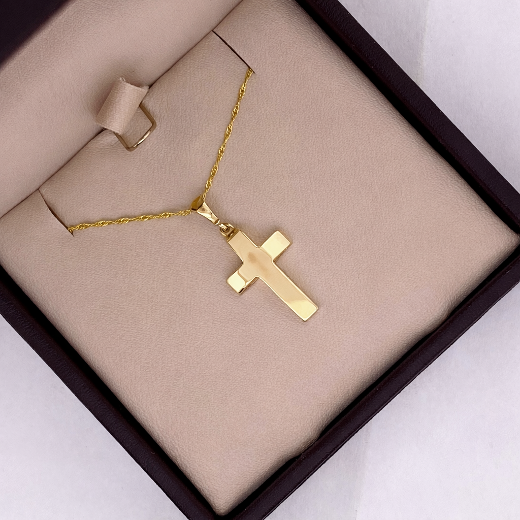 Cruz Oro 10k - Lisa de 2.6 cm Alto