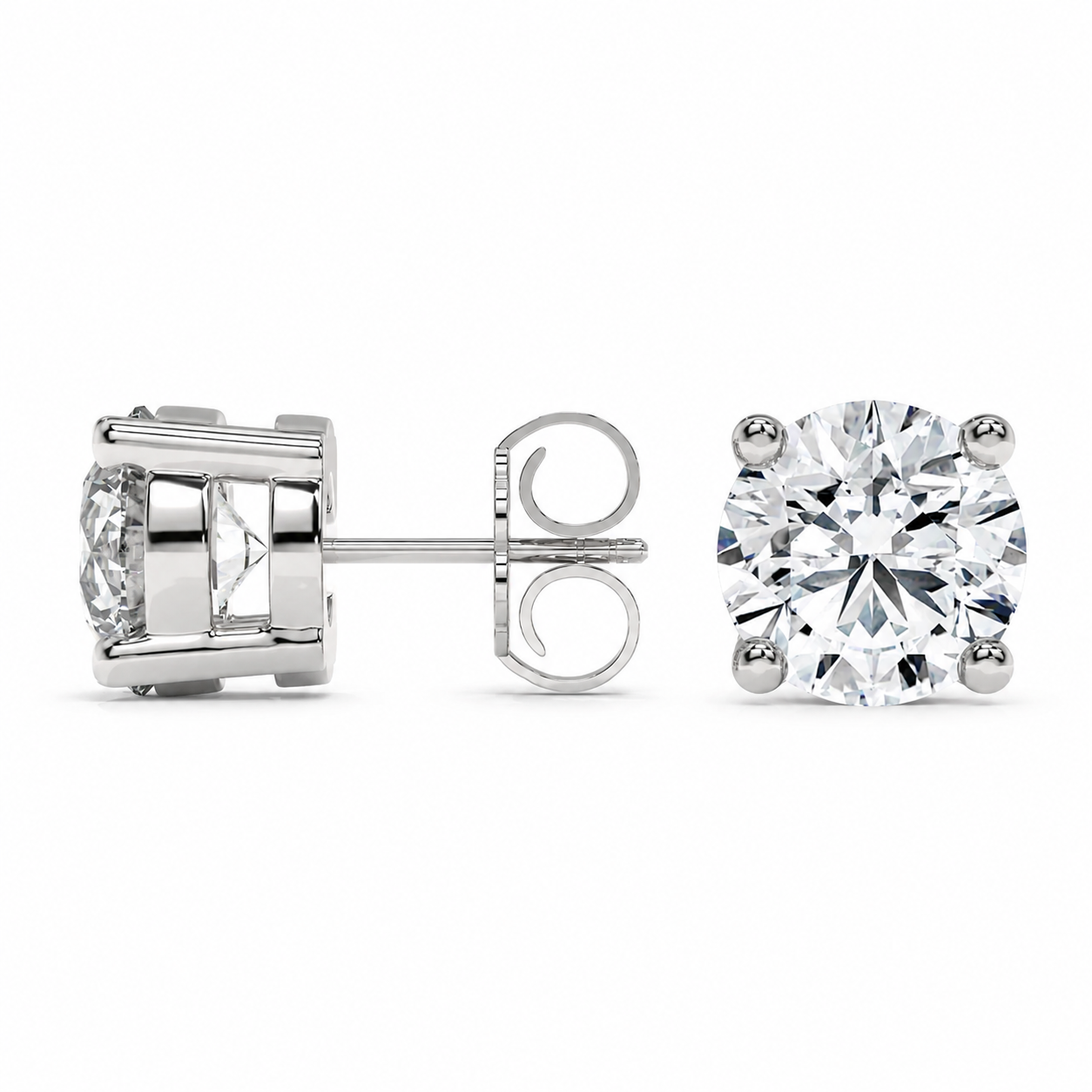 Par de Arete Broquel Oro 14k - Diamante Lab Grown