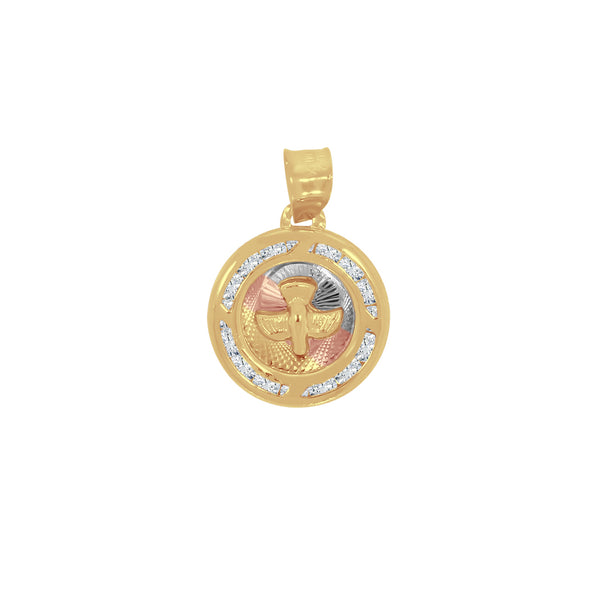 Medalla Oro 14k - Espíritu Santo con Zirconia
