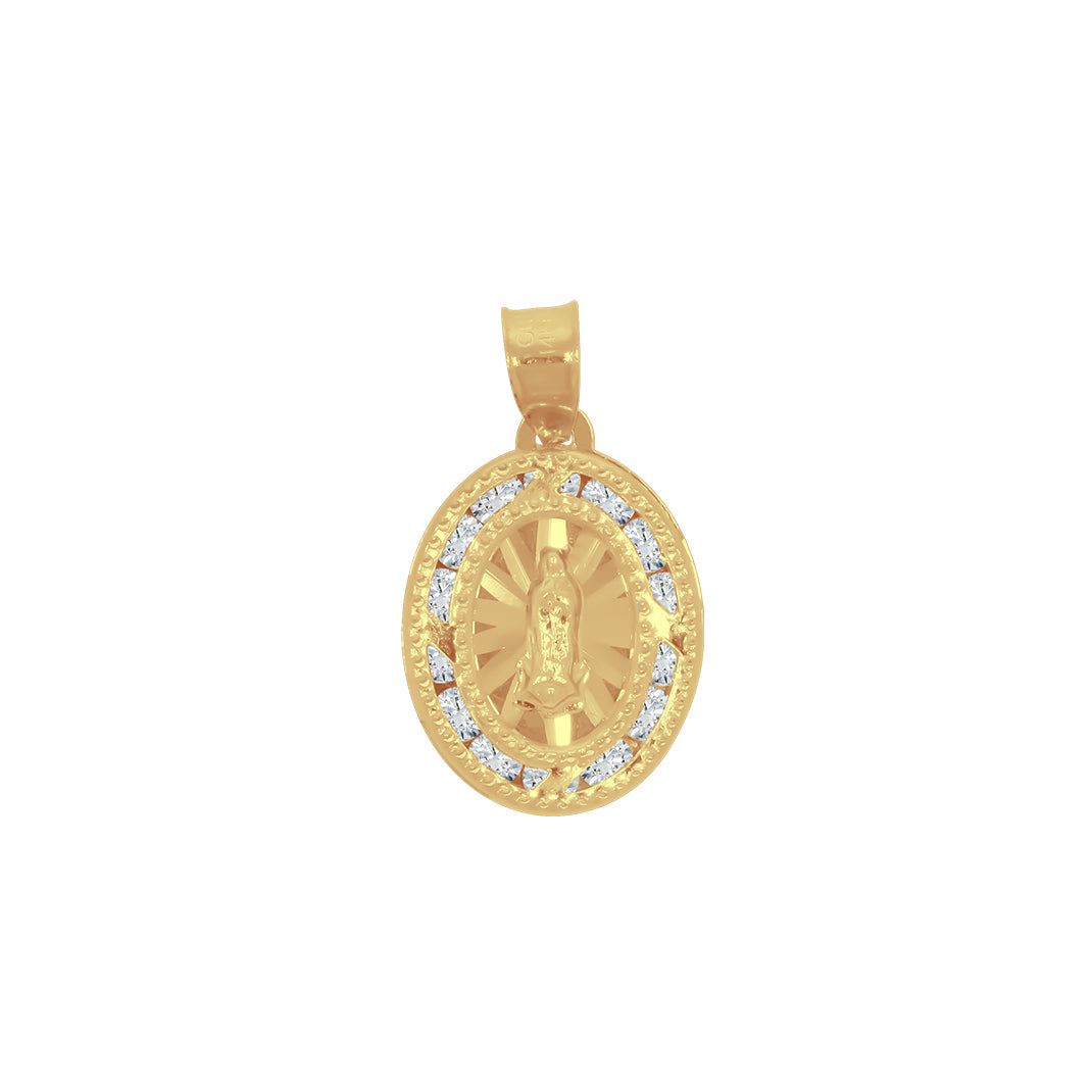 Medalla Oro 14k de Guadalupe con Zirconias – Infiniti Joyas