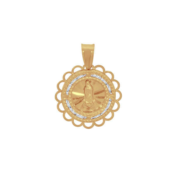 Medalla Oro 14k - Virgen de Guadalupe con Zirconias