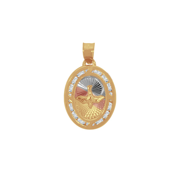 Medalla Oro 14k - Espíritu Santo con Zirconias