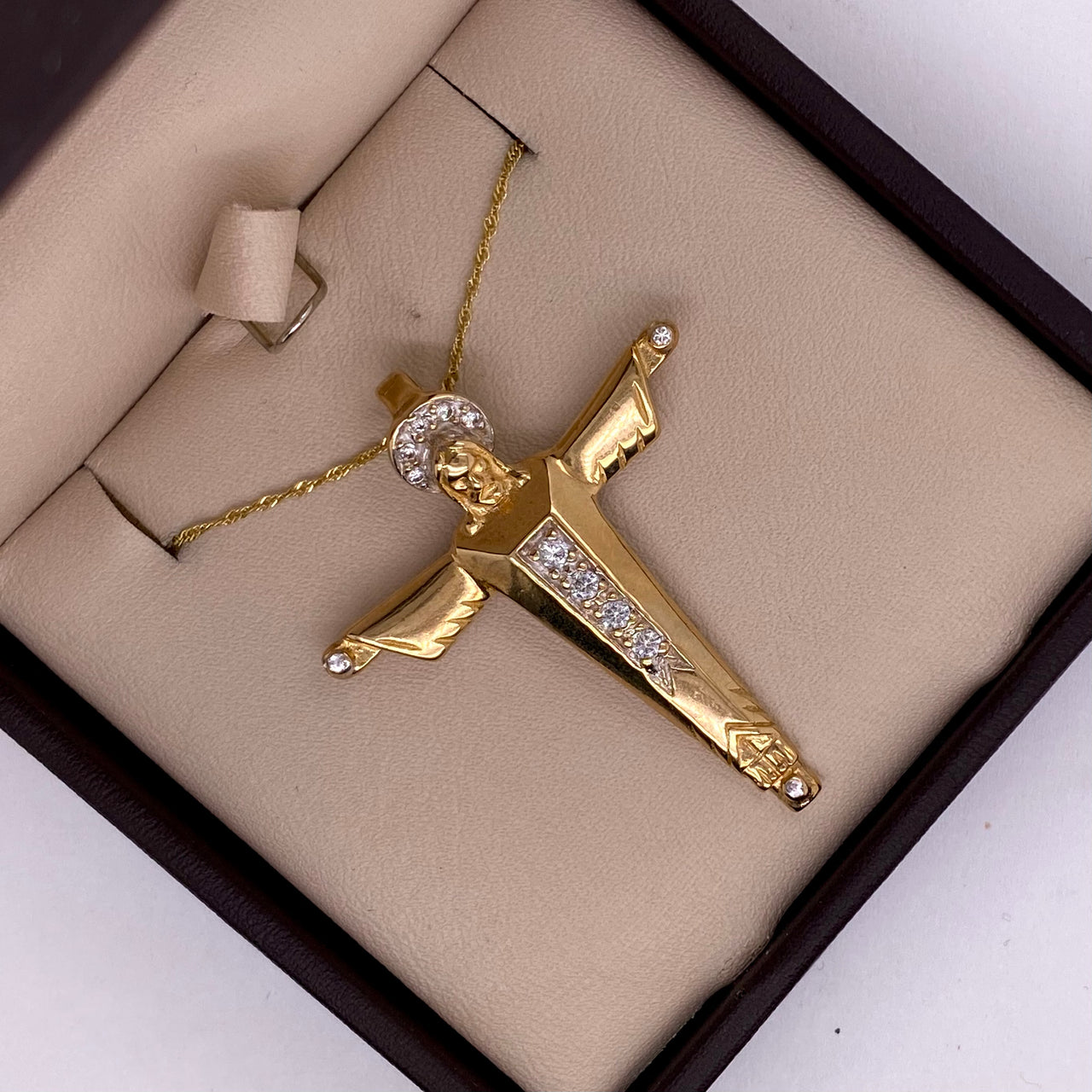 Cruz Oro 10k - Cristo de la Montaña, 4 cm de Alto