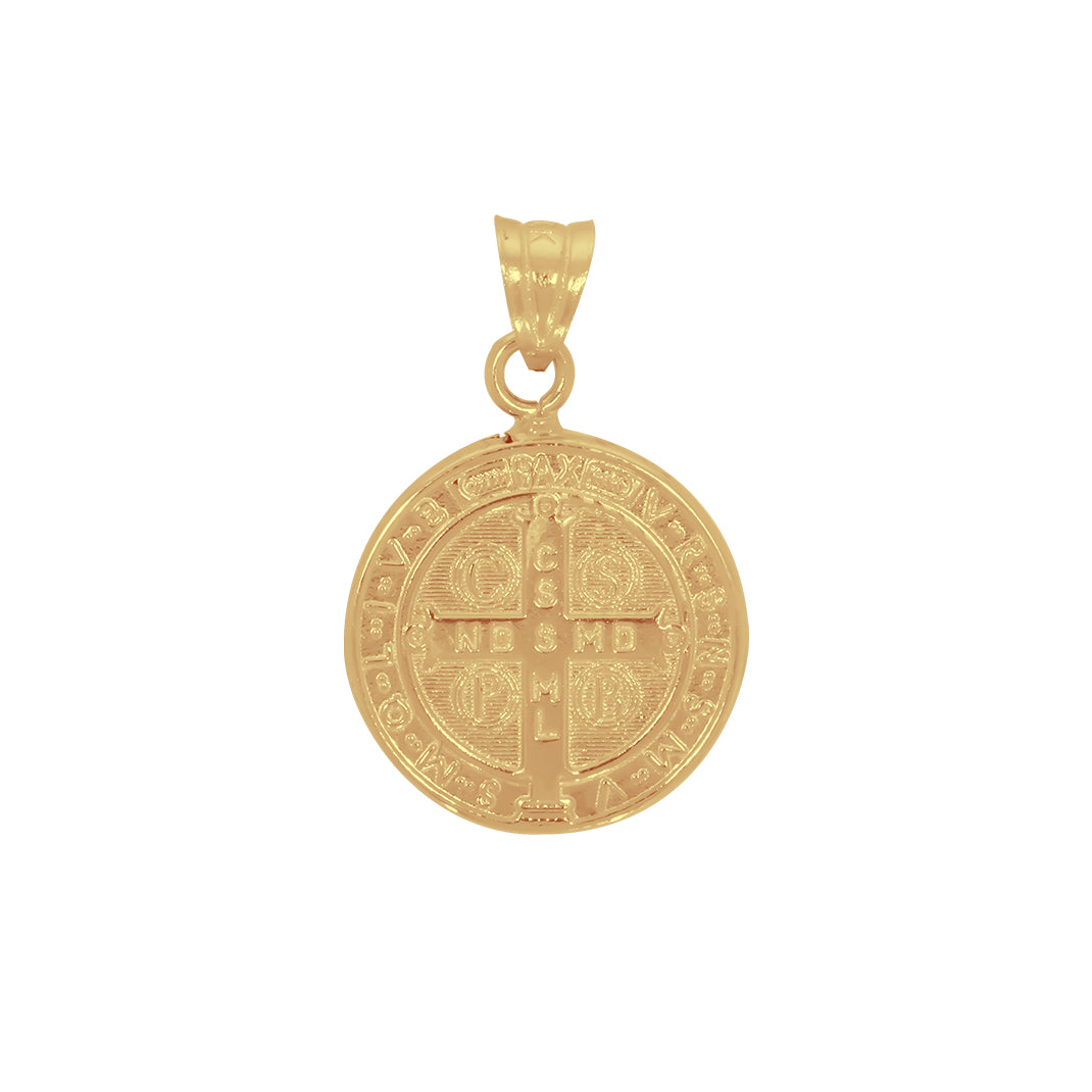 Medalla Oro 14k - San Benito Doble Cara 1.4 cm Diámetro