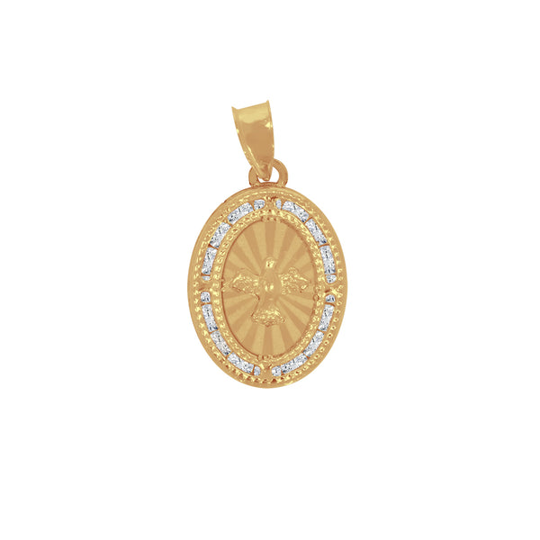 Medalla Oro 14k - Espíritu Santo 2.1 cm Con Zirconias
