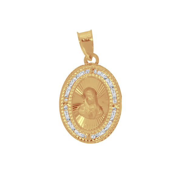 Medalla Oro 14k - Virgen de Guadalupe Busto 2.1 cm con Zirconias
