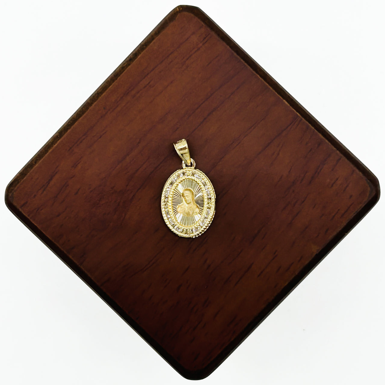 Medalla Oro 14k - Virgen de Guadalupe Busto 2.1 cm con Zirconias