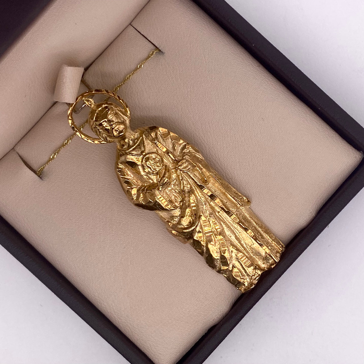 Dije San Judas Tadeo, 5.3 cm alto 1.8 cm Largo, Oro 10k