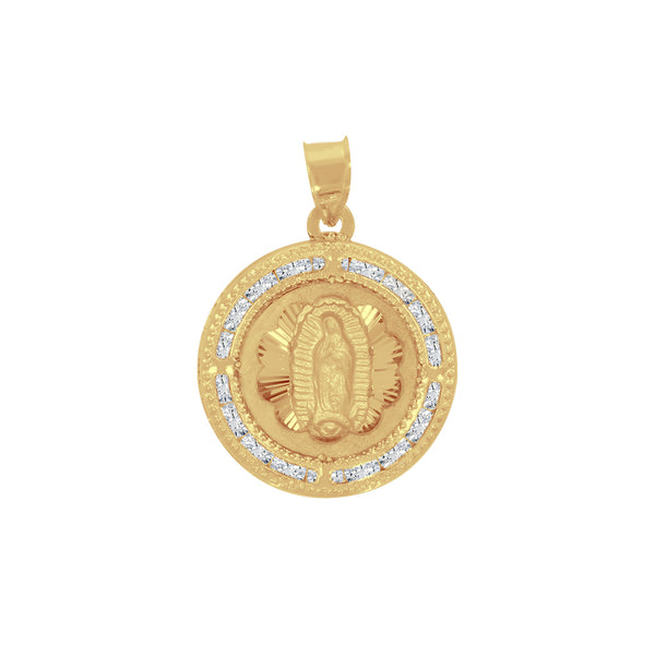 Medalla Oro 14k - Virgen de Guadalupe 2.2 cm con Zirconias