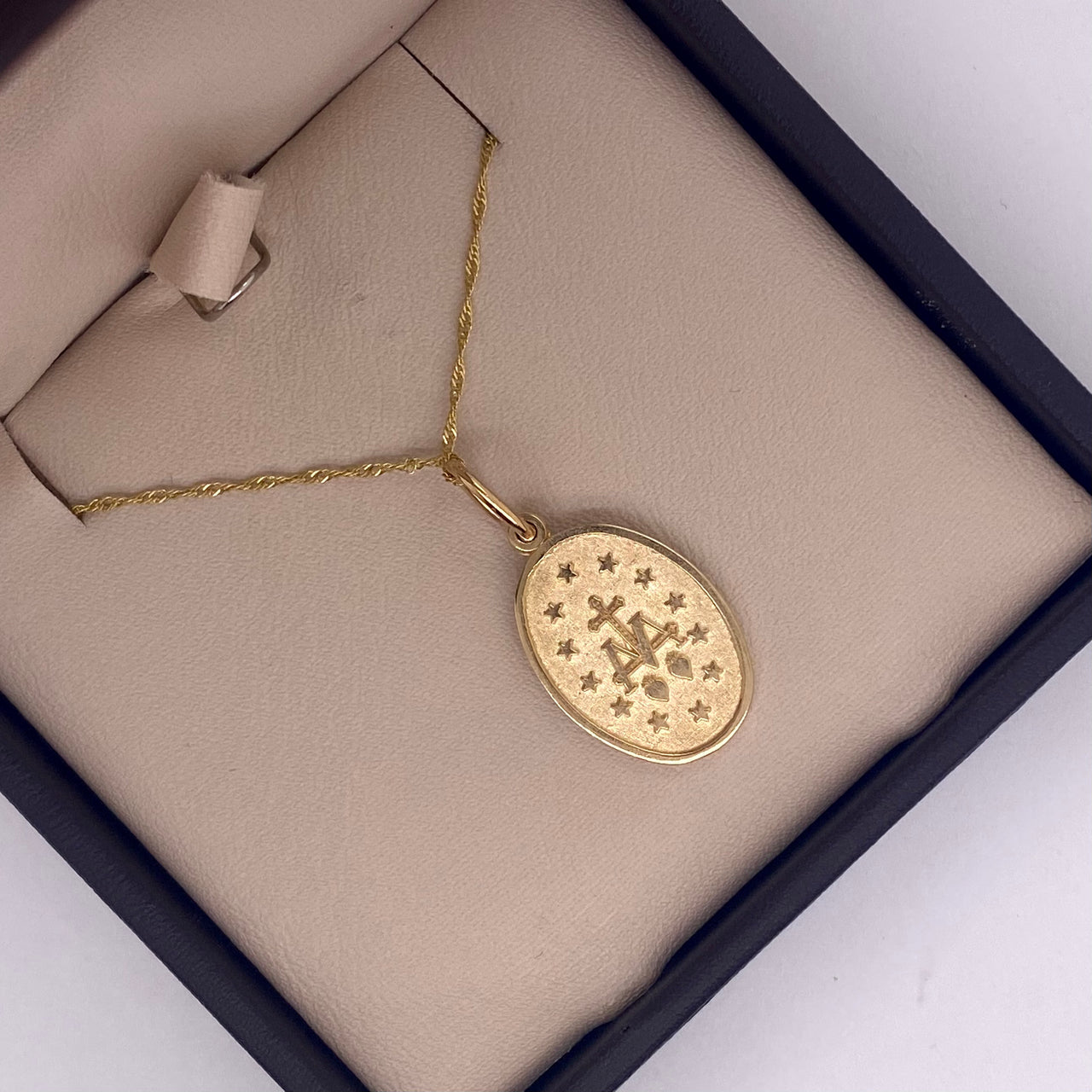 Medalla Oro 14k - Virgen Milagrosa 2.5 cm Alto