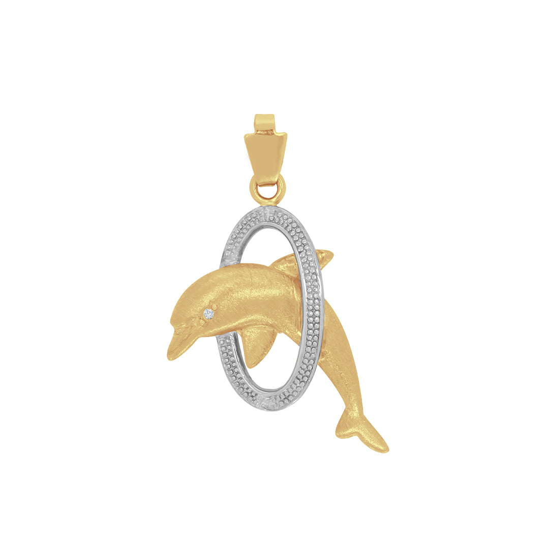 Dije Oro 10k - Delfí­n con Zirconia, 4 cm alto, Largo 2.2 cm