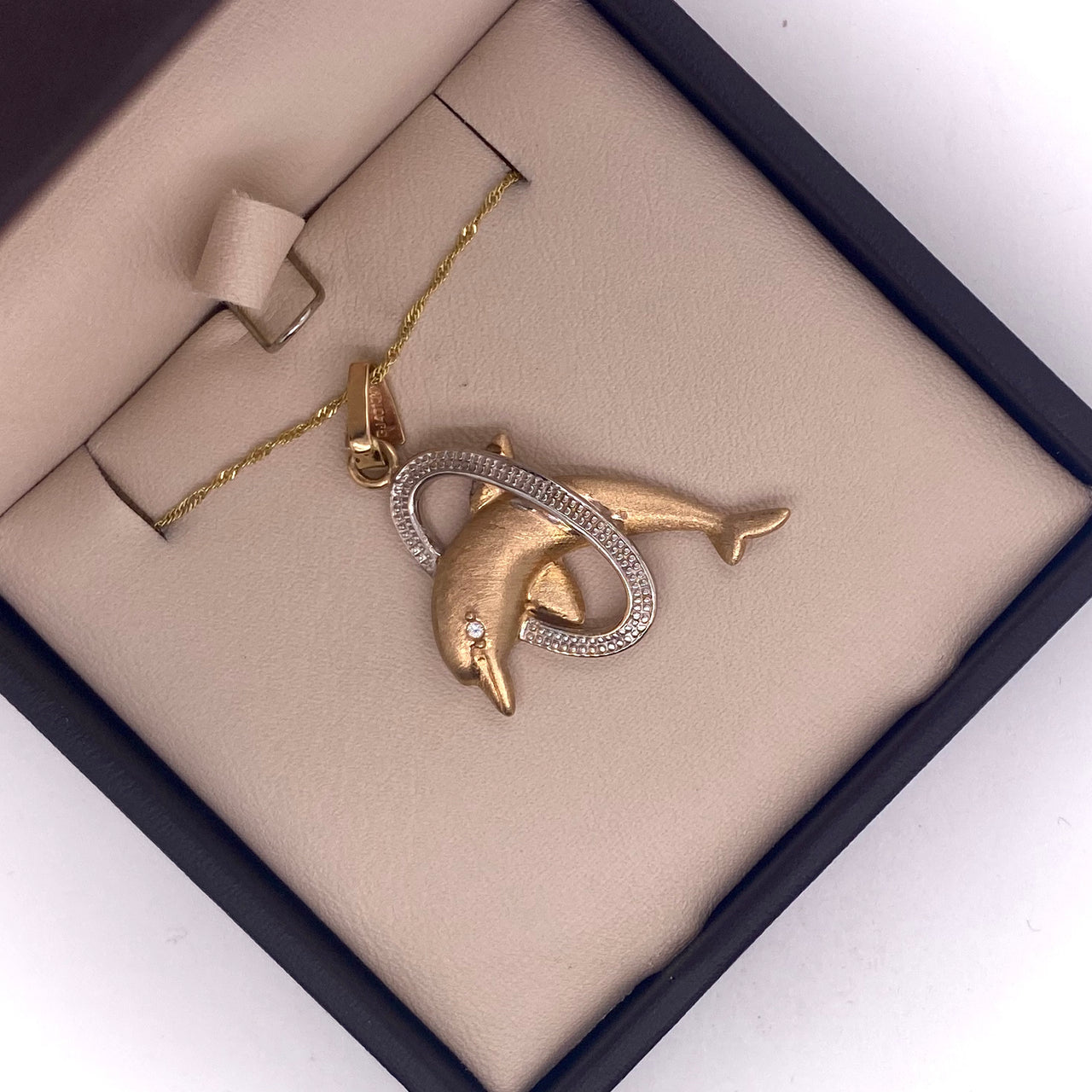 Dije Oro 10k - Delfí­n con Zirconia, 4 cm alto, Largo 2.2 cm