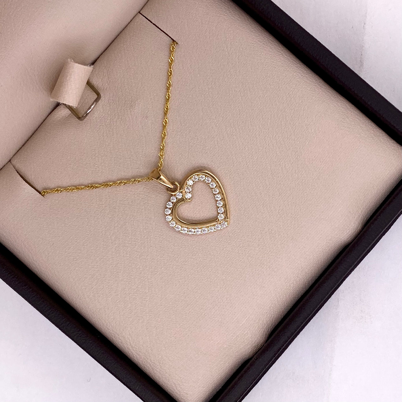 Dije Oro 14k - Corazón con Zirconias