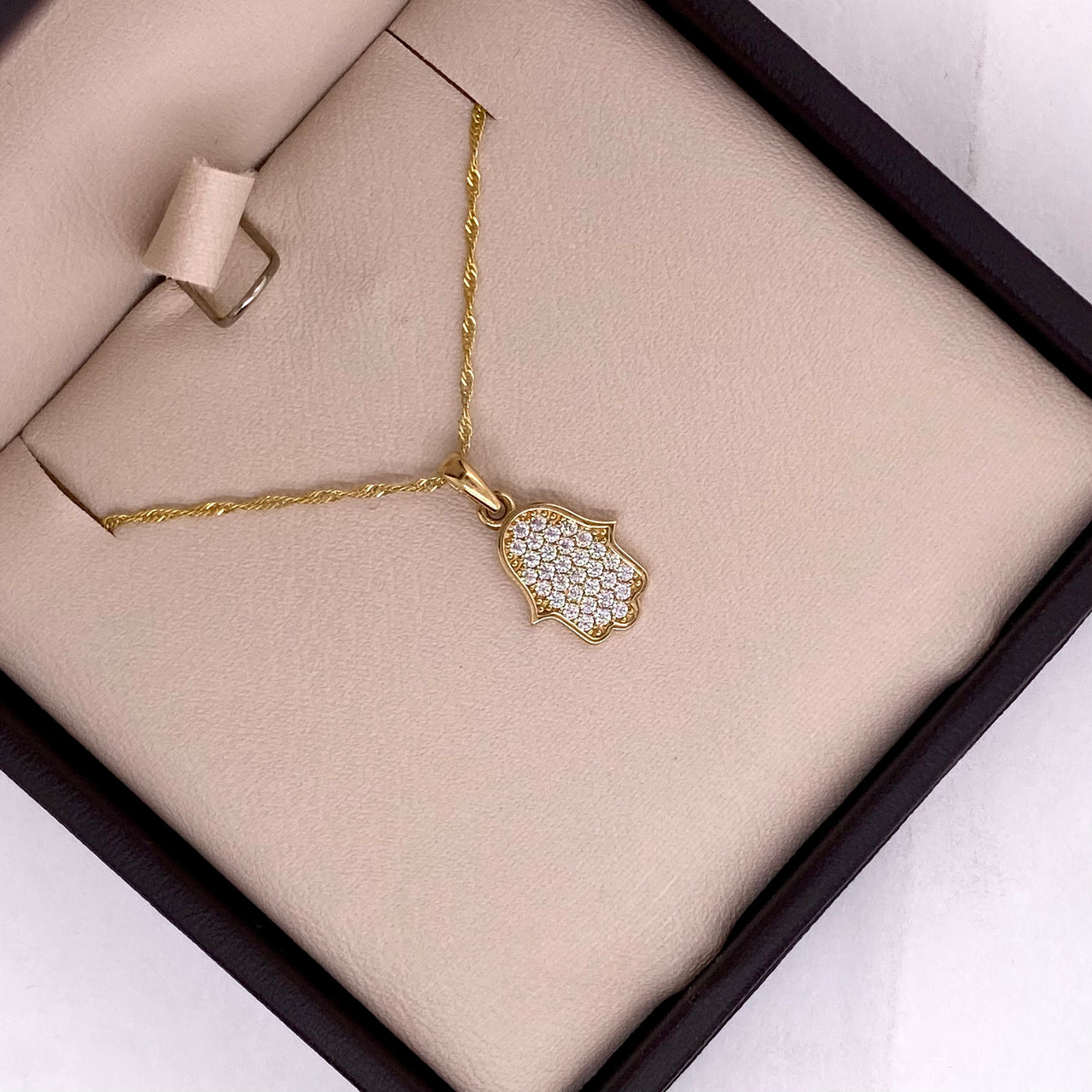 Dije Oro 14k - Mano de Fátima con Zirconias
