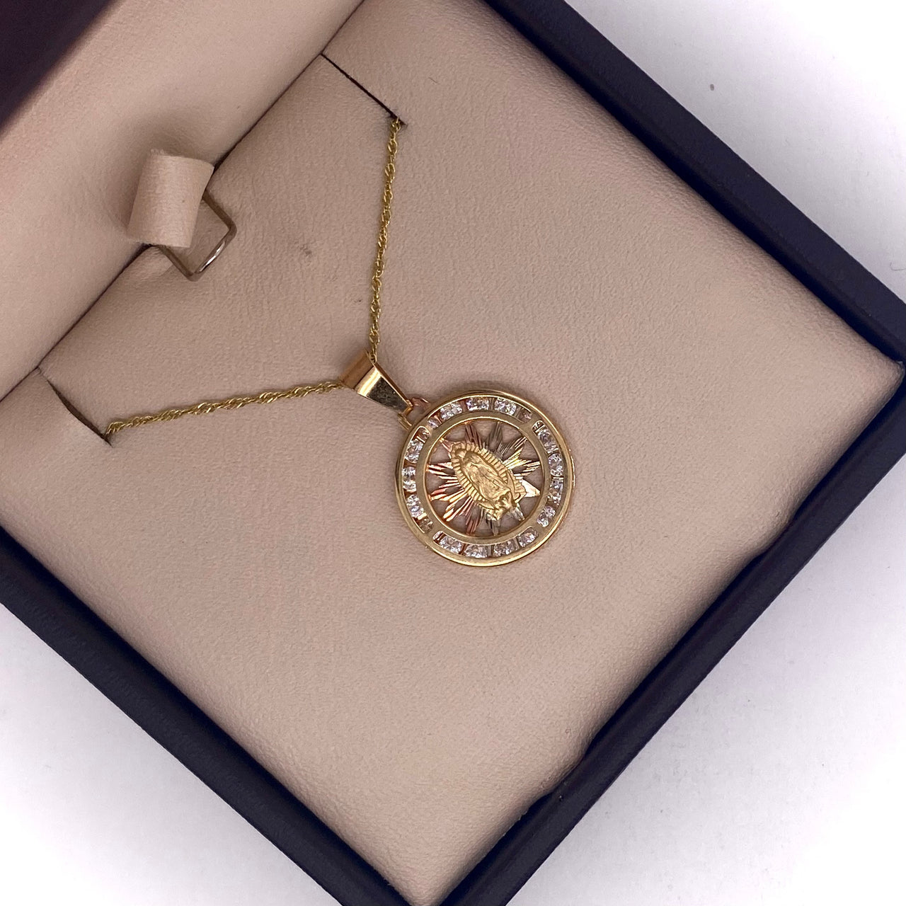 Medalla Oro Florentino 10k - Virgen de Guadalupe con Zirconias