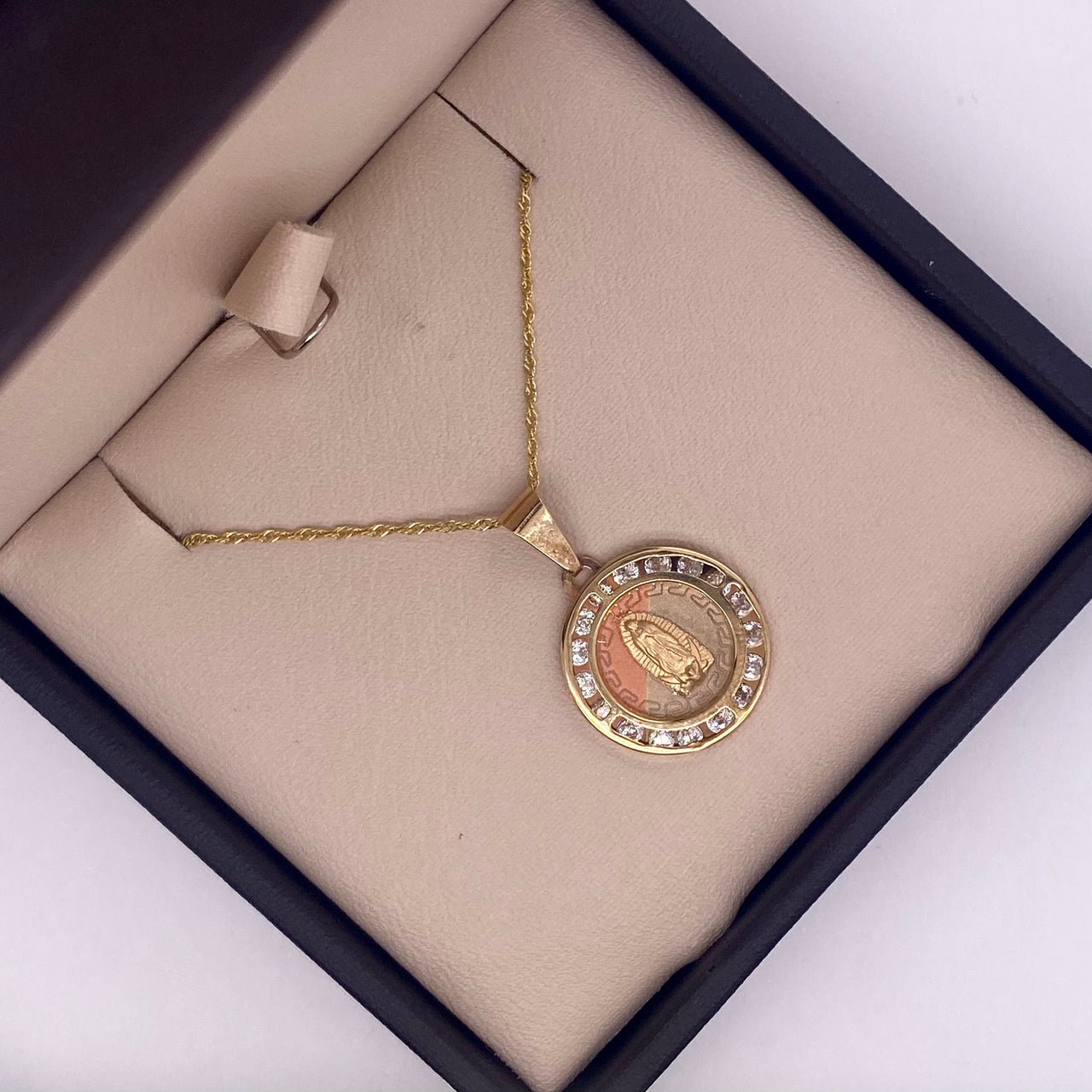 Medalla Oro Florentino 10k - Virgen de Guadalupe con Zirconias