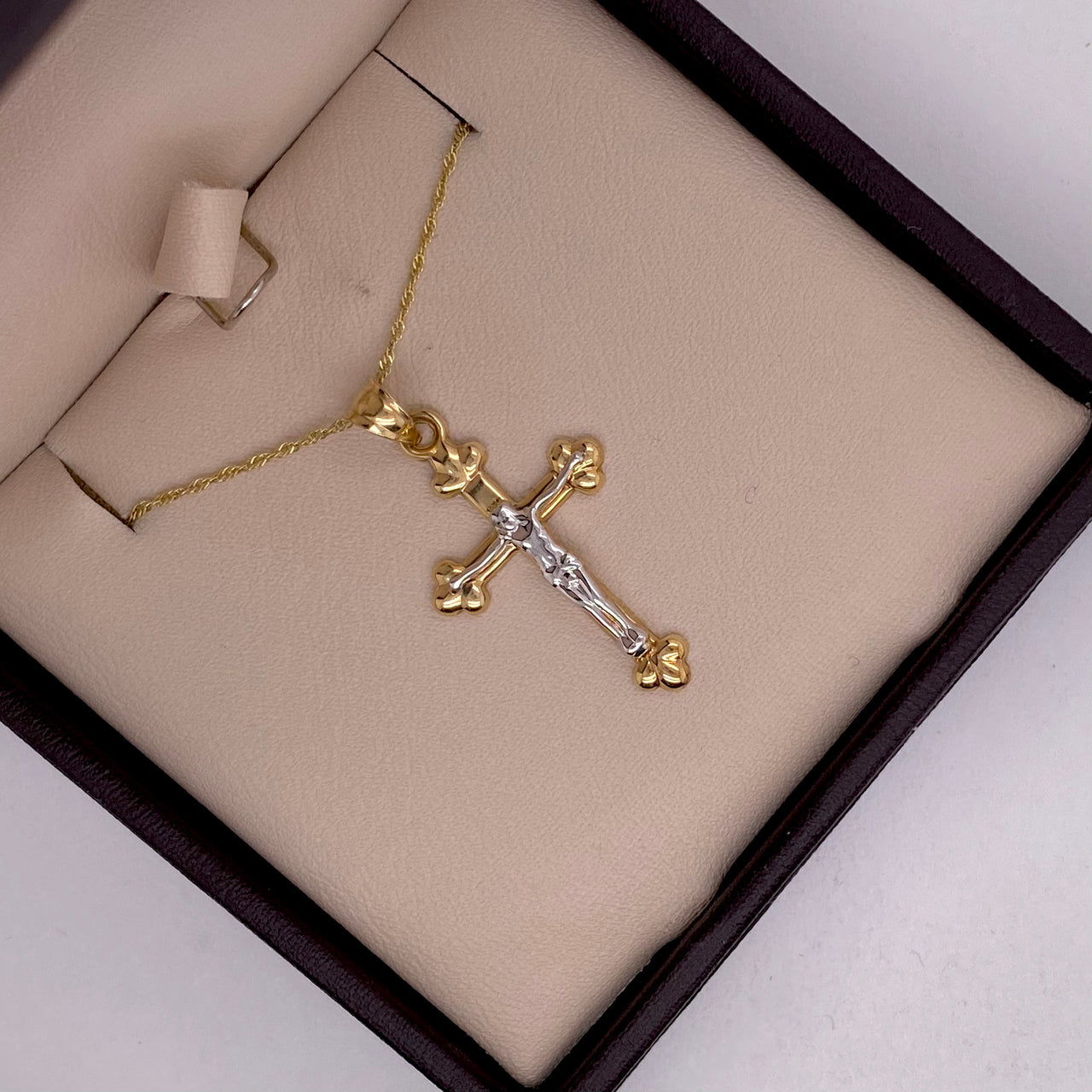 Dije Oro 10k - Cruz con Cristo Oro Combinado