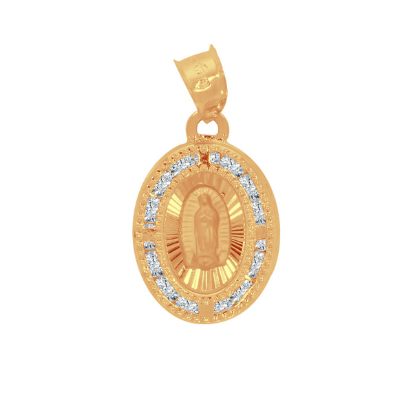 Medalla Oro 10k - Virgen de Guadalupe 2.4 cm con Zirconias