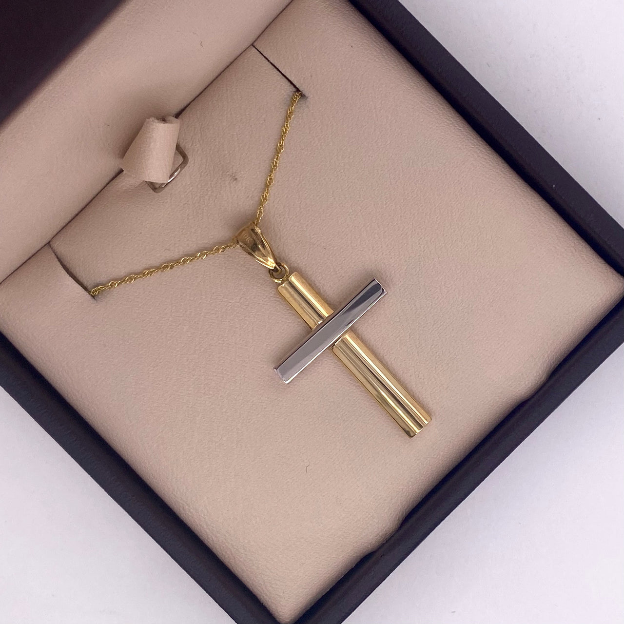 Cruz Oro Combinado 10k - Lisa 3.5 cm Alto, 1.8 cm Ancho
