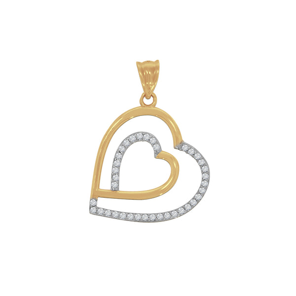 Dije de corazón de oro 10K y con Zirconias