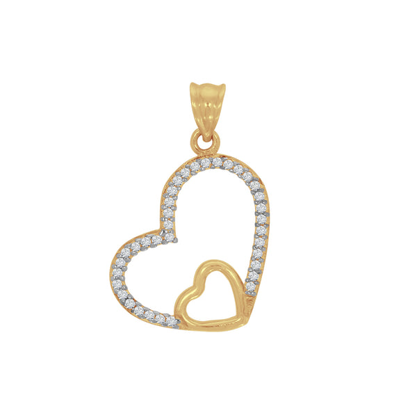 Dije con diseño corazón oro de 10K y con Zirconias