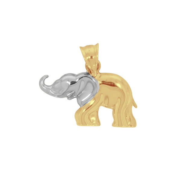 Dije Oro 10k - Elefante con Cara Platinada