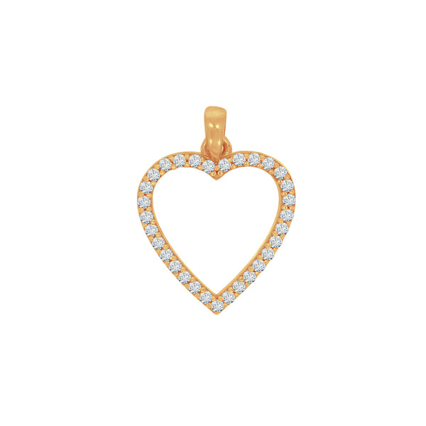 Dije de corazón 2 cm de oro 10K con Zirconias